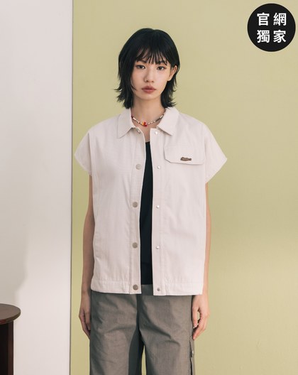 ➤率性剪接口袋落肩襯衫(兩色)