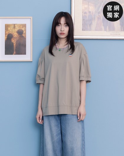 ➤gozo三次方繡花澎袖涼感T恤(三色)