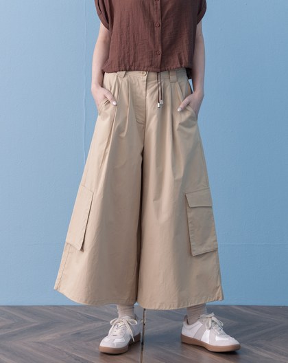 抽繩純棉九分工裝褲(兩色)