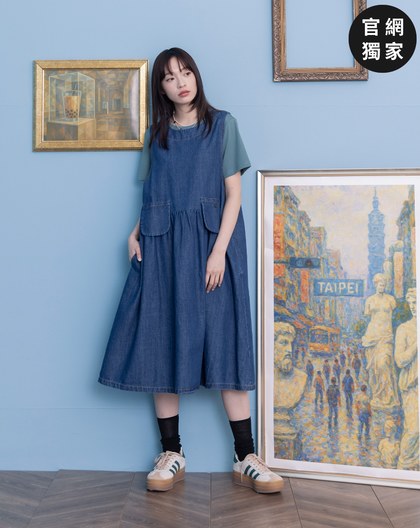 ➤口袋造型牛仔背心洋裝(兩色)