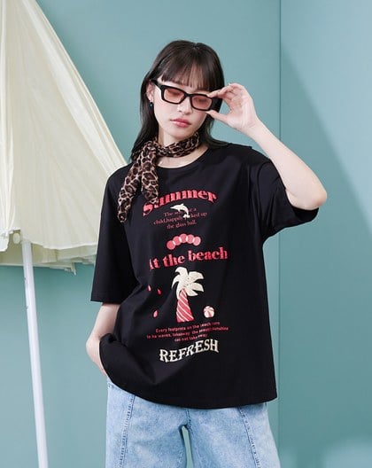 夏日椰子樹oversize涼感T恤(兩色)