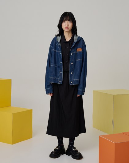 造型拔染涼感天絲麻牛仔連帽外套(兩色)