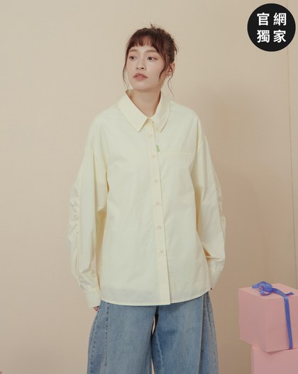 ➤廓型袖隱形口袋長袖襯衫(兩色)