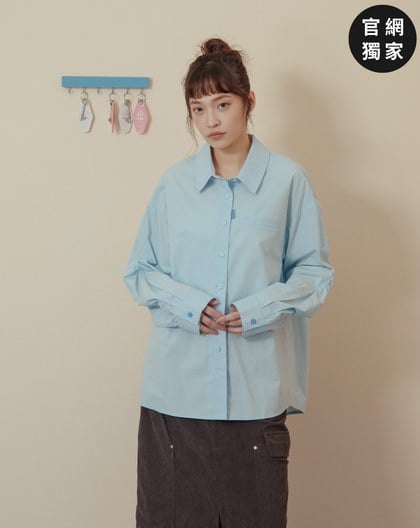 ➤廓型袖隱形口袋長袖襯衫(兩色)