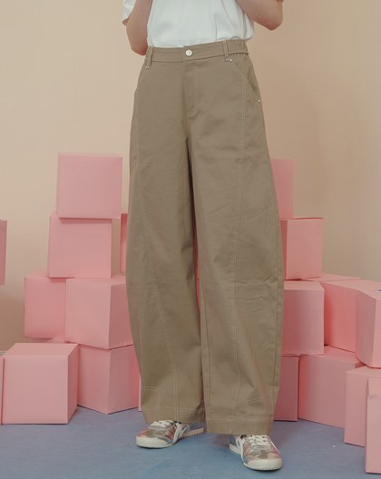 配色壓線造型剪接彎刀褲(兩色)