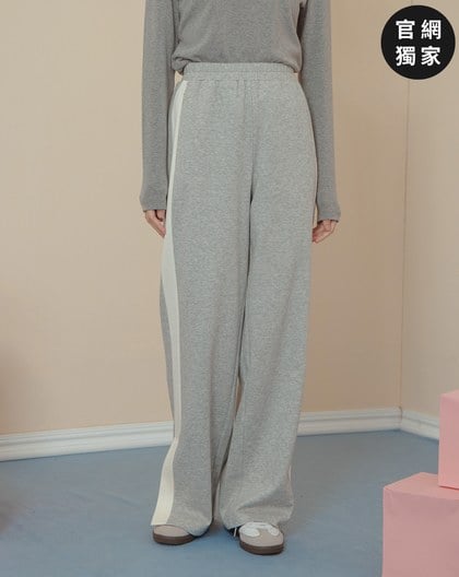 ➤運動風拼接顯瘦開衩鬆緊腰頭長褲(兩色)
