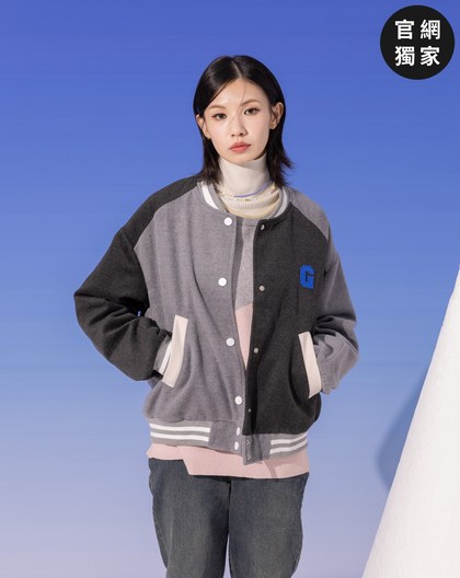 ➤G字雙色仿毛呢棒球外套(兩色)