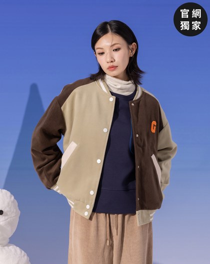 ➤G字雙色仿毛呢棒球外套(兩色)