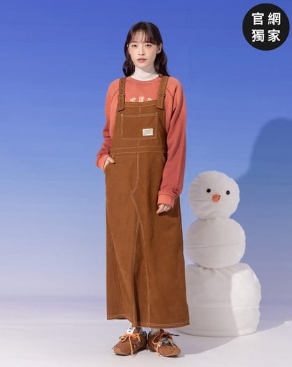 ➤不收邊下擺條絨工裝吊帶裙(兩色)