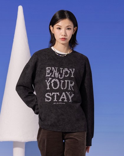 特殊蠟洗復古標語印花大學T(兩色)