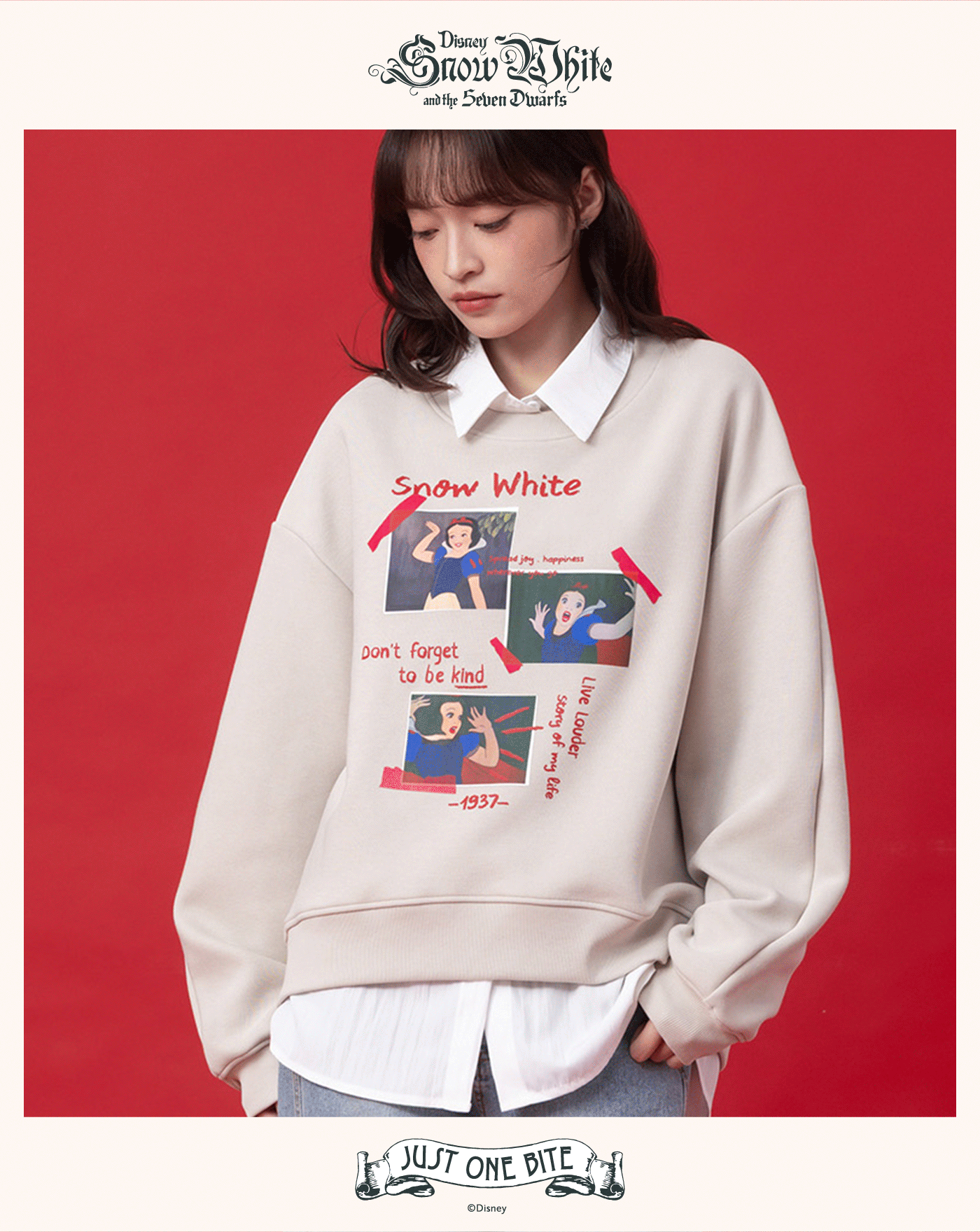 迪士尼系列 白雪公主三連拍立體拋袖大學T