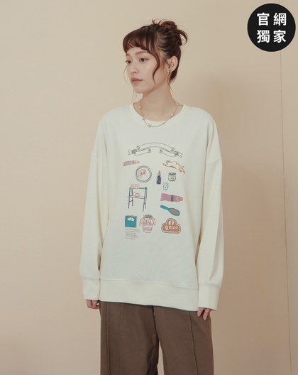 ➤繪畫風居家小物印花大學T(兩色)