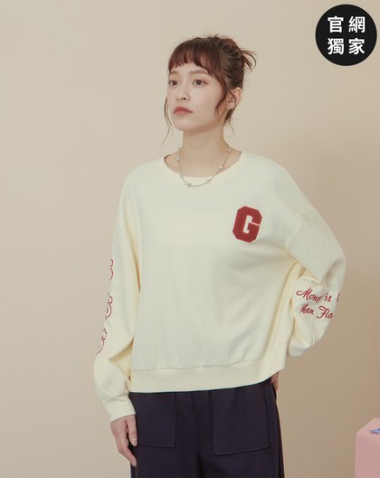 ➤G字立體繡花短版大學T(三色)