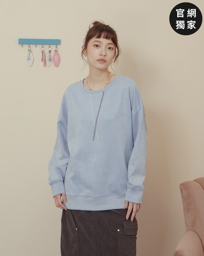 ➤配色爬線落肩大學T(兩色)