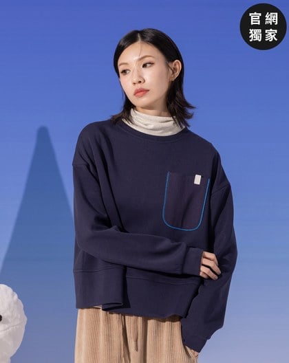 ➤裝飾口袋落肩大學T(兩色)