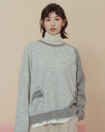 抗起球不規則撞色拼接毛衣(兩色)