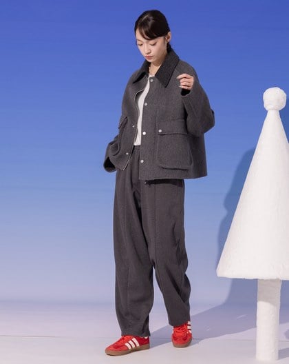 巴恩風配色領羊毛工裝外套(兩色)