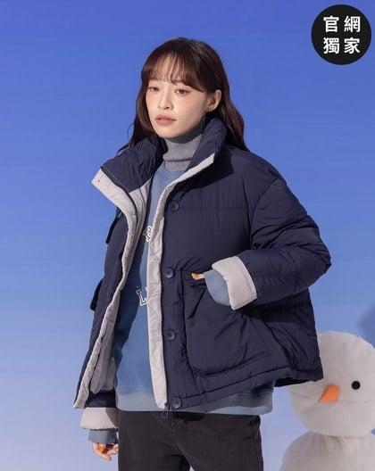 ➤蓬蓬雙色立領鋪棉外套