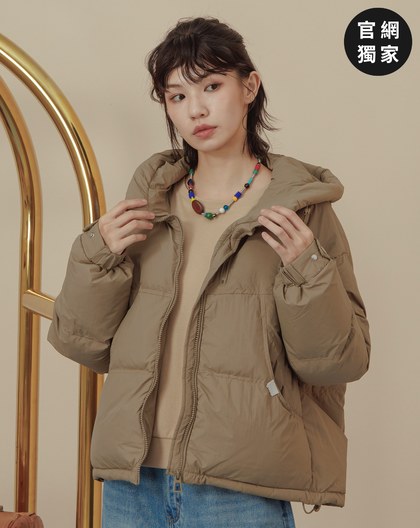 ➤防潑水雙向拉鍊可調節連帽羽絨外套(兩色)