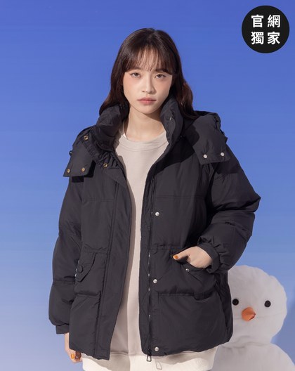 ➤品牌膠標可拆式連帽羽絨外套(兩色)