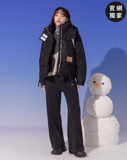 ➤運動風條紋織帶連帽鋪棉外套(兩色)