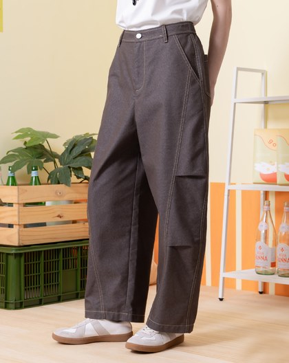 工裝風立體打褶繭型褲(深灰)