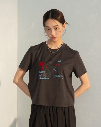 放鬆黑貓點點涼感T恤(兩色)