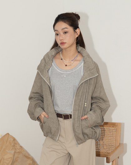 暈染天絲麻造型抽繩立領外套(兩色)