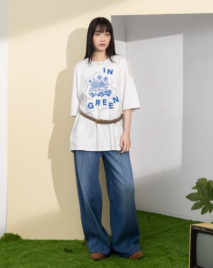 ➤花花世界立體繡花寬鬆涼感T恤(兩色)