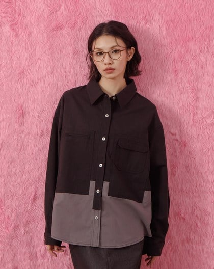 天絲多口袋造型工裝襯衫(兩色)