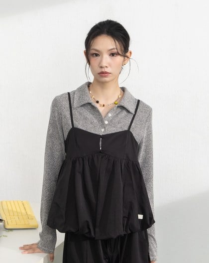 天絲抗皺立體花苞造型背心(兩色)