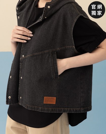 ➤率性連帽牛仔背心(兩色)