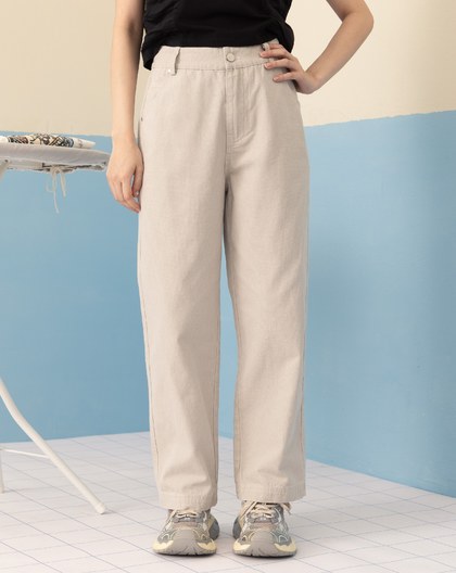 復古水洗後鬆緊男友褲(兩色)