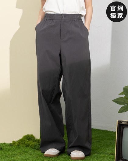 ➤微皺彈性鬆緊直筒寬褲(兩色)