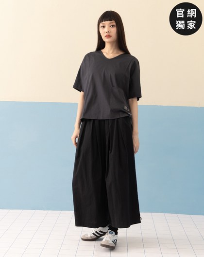 ➤抽繩褲腳打褶八分寬褲(三色)