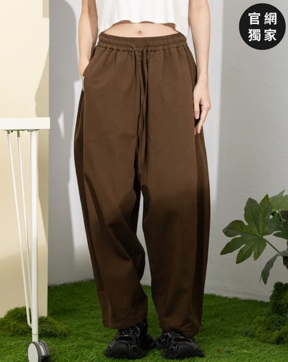 ➤休閒抽繩鬆緊彎刀褲(兩色)