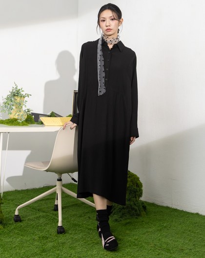 顯瘦抽皺腰線連袖洋裝(兩色)