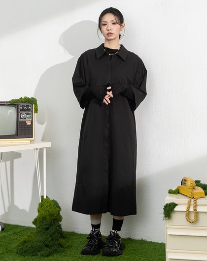 抗皺後腰抽繩造型洋裝(兩色)