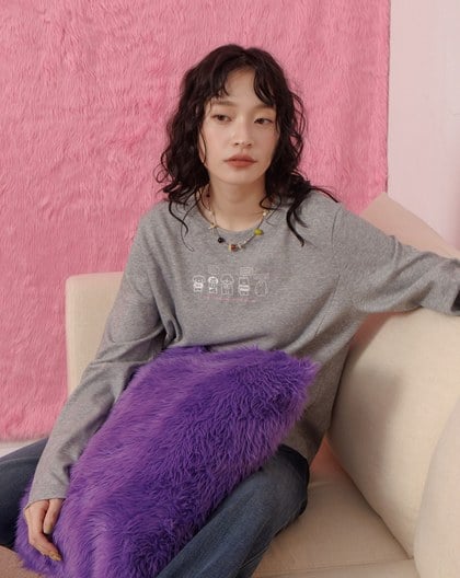 毛毛小夥伴的OS合肩長袖T恤(兩色)