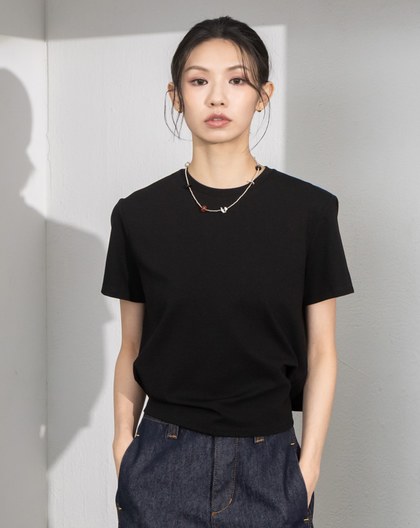 後綁帶層次造型T恤(兩色)