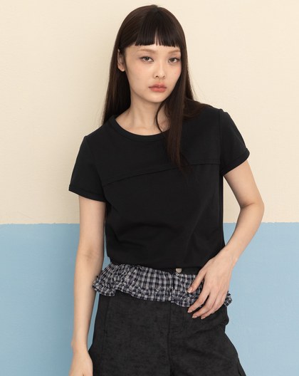 打褶設計合肩涼感T恤(兩色)