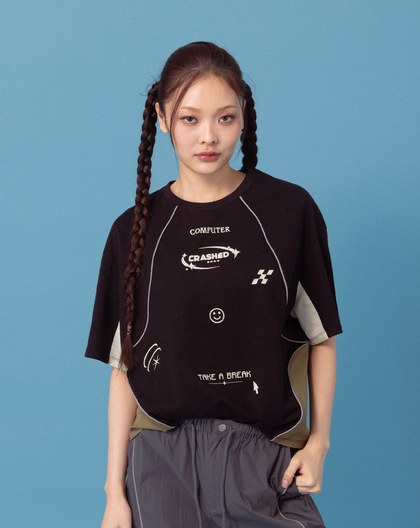 A｜運動風撞色拼接造型T恤(兩色)