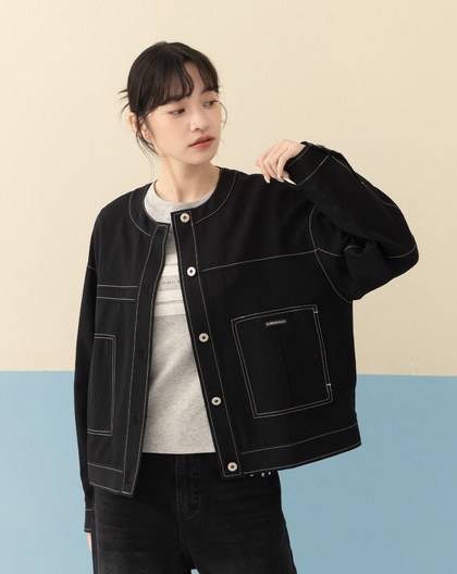 天絲造型褶子口袋外套(兩色)