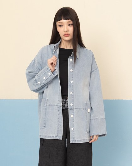 造型袖口刷色牛仔襯衫外套(兩色)