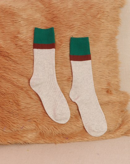 撞色羅紋長襪(三色)