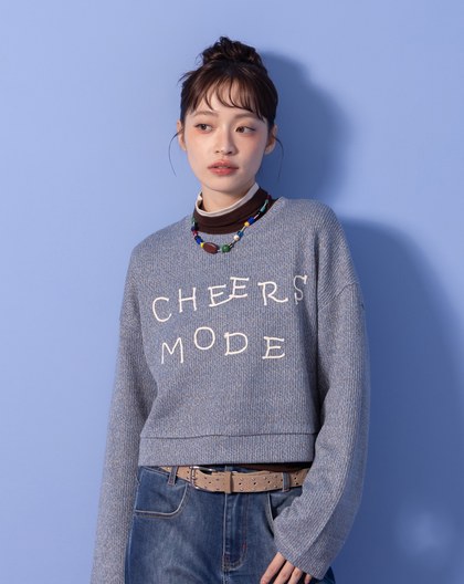 A｜CHEERS MODE針織紋理短版大學T(兩色)