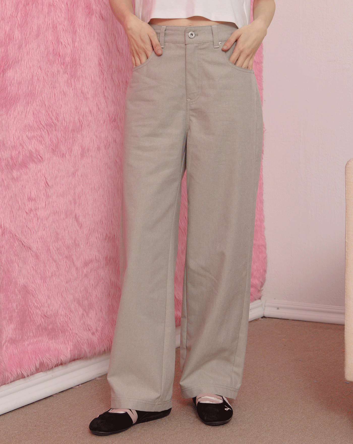 後腰打褶造型直筒褲(兩色)