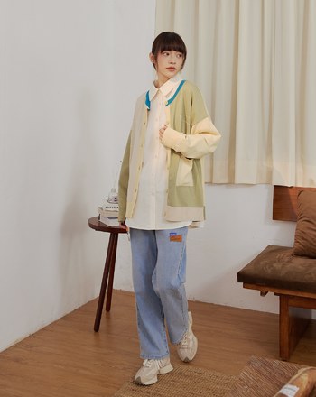 拼色壓線造型毛衣外套(兩色)