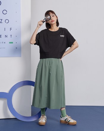 造型大口袋打褶涼感傘裙(兩色)