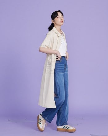 涼感柔軟天絲牛仔直筒寬褲(兩色)
